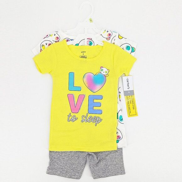 Carters Girls 4 Piece 100% Cotton Pastel Kawaii Panda Print Pajamas Pjs Size 4 - Picture 4 of 9